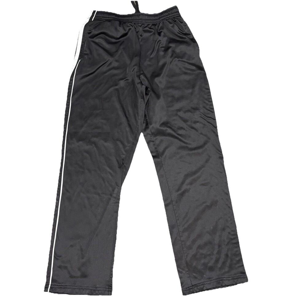 Vintage Unisex South Pole Striped Black & White Front Drawstring Joggers Youth L